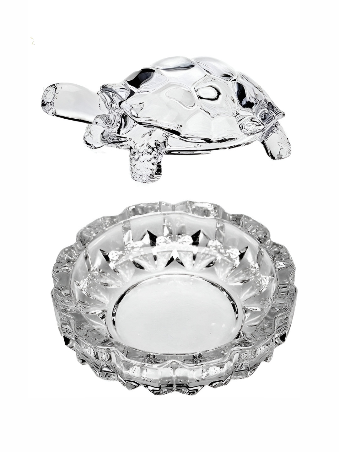 Navyaksh Kachua Plate White Crystal Glossy Living Room Set of 2 Tiny Showpieces - 2 Inches