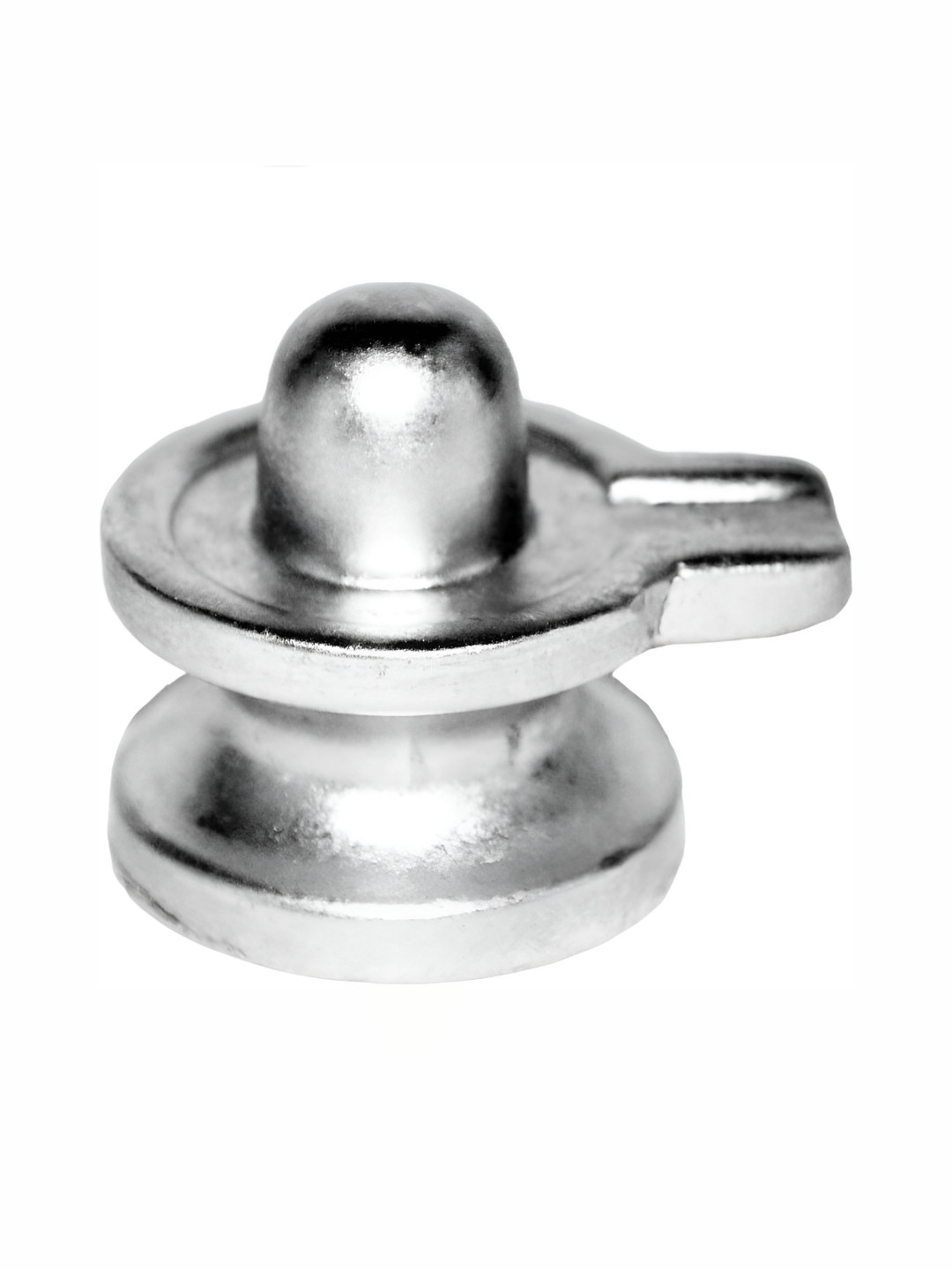 Navyaksh Para Shivling Silver Metal Metallic Prayer Room Small Showpiece - 1 Inches