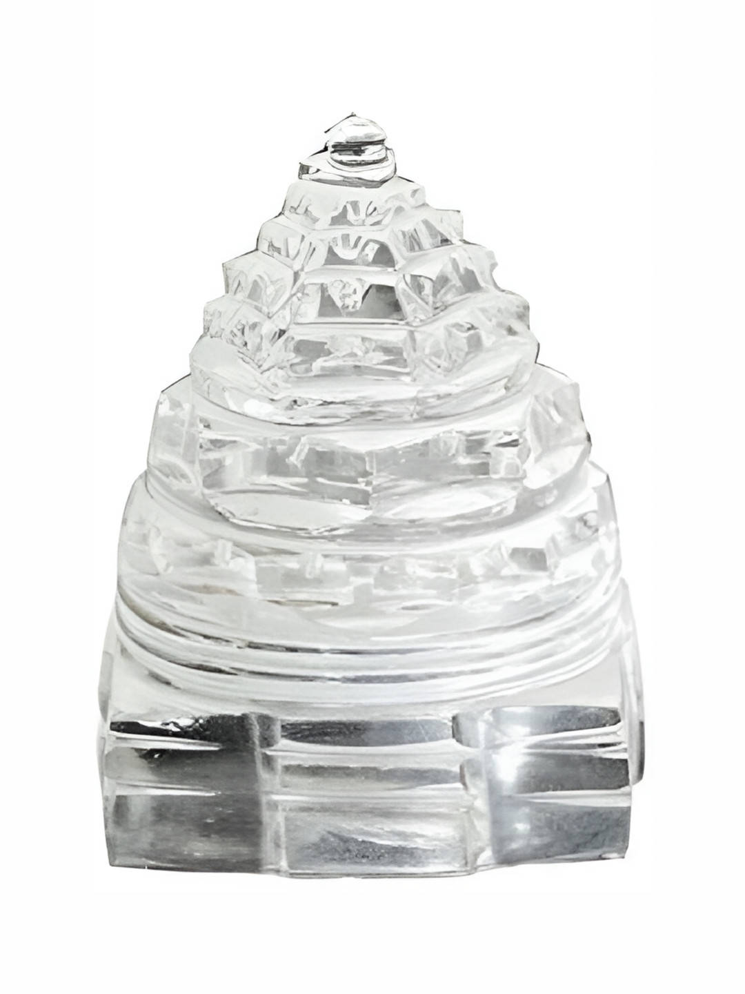 Navyaksh Shree Yantra White Crystal Matte Prayer Room Medium Showpiece - 2.8 Inches