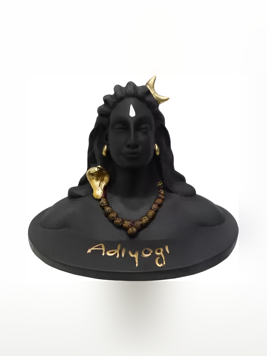 Navyaksh Aadiyogi Black Polyresin Glossy Living Room Small Showpiece - 4.7 Inches