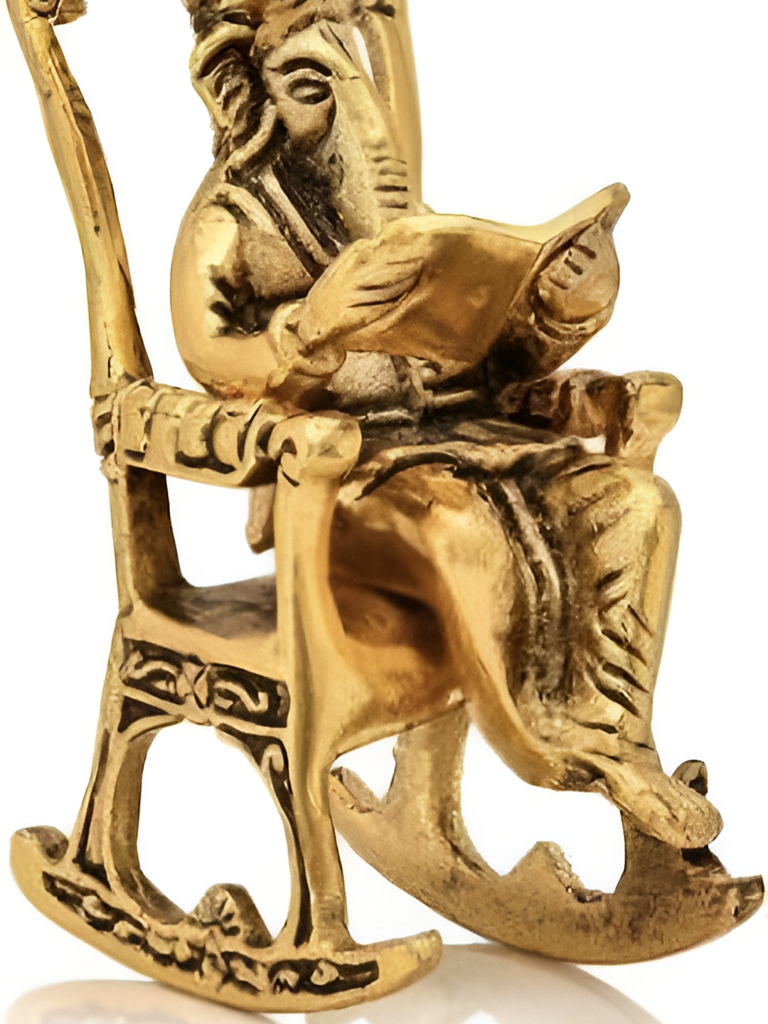 Navyaksh Ganesh Ji Sitting on Chair Gold Metal Metallic Study Room Small Showpiece - 5.5 Inches