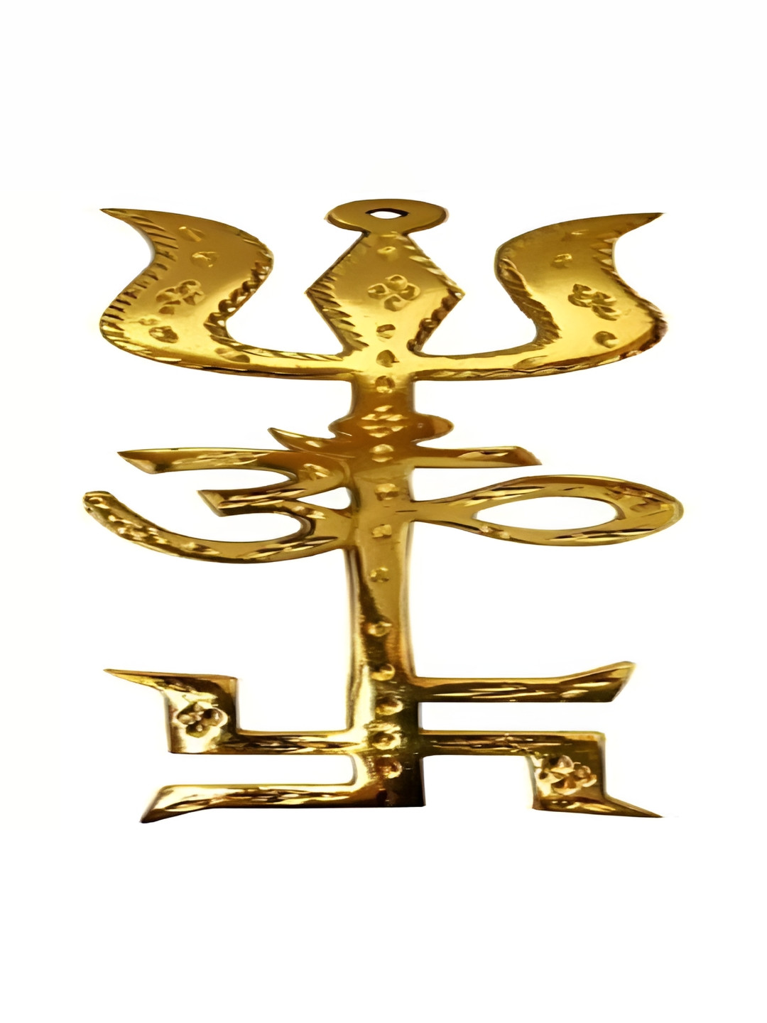 Navyaksh Trishakti Trishul Yellow Metal Metallic Prayer Room Medium Showpiece - 3.9 Inches