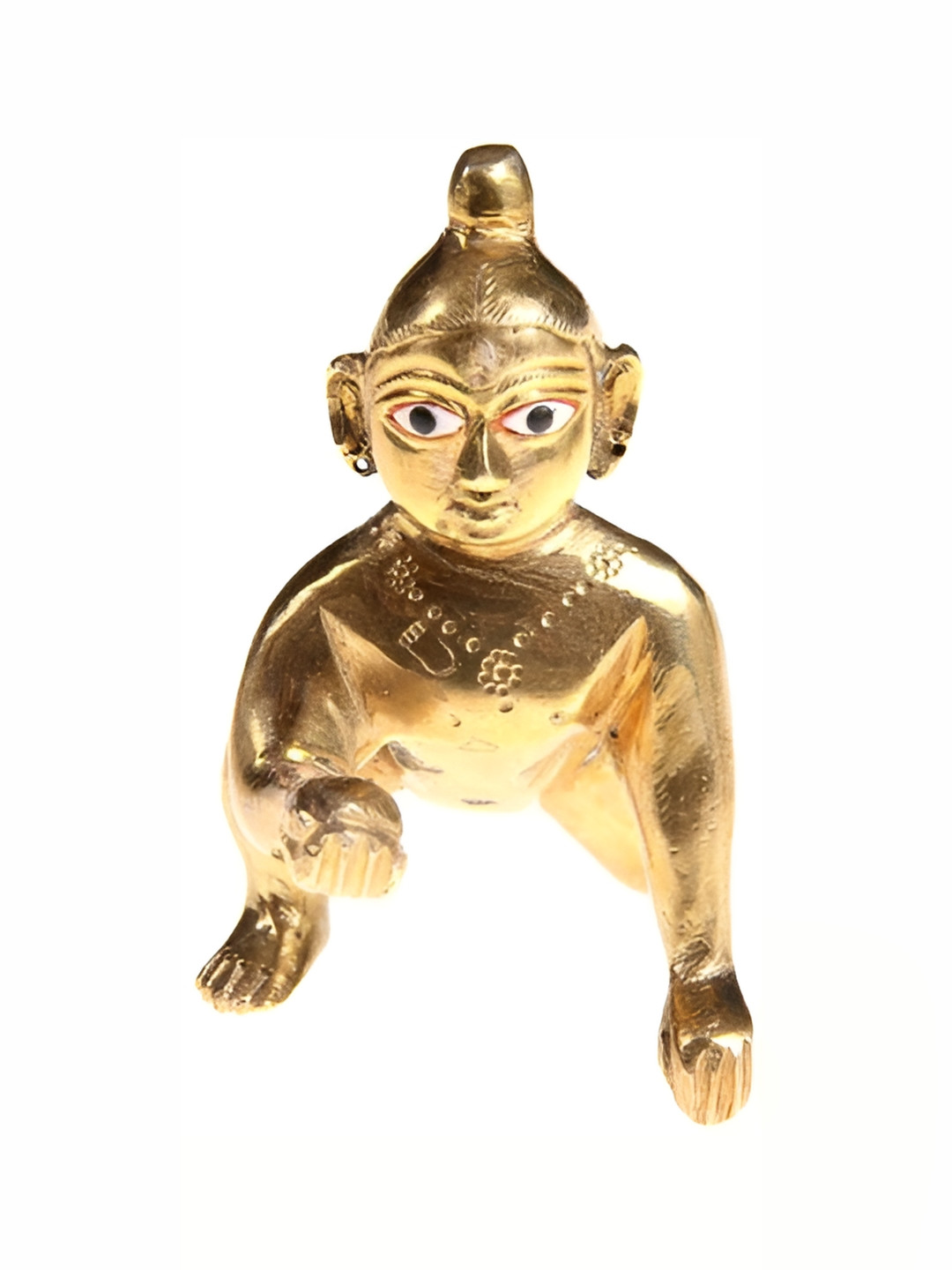 Navyaksh Laddo Gold Brass Metallic Prayer Room Small Showpiece - 4.3 Inches