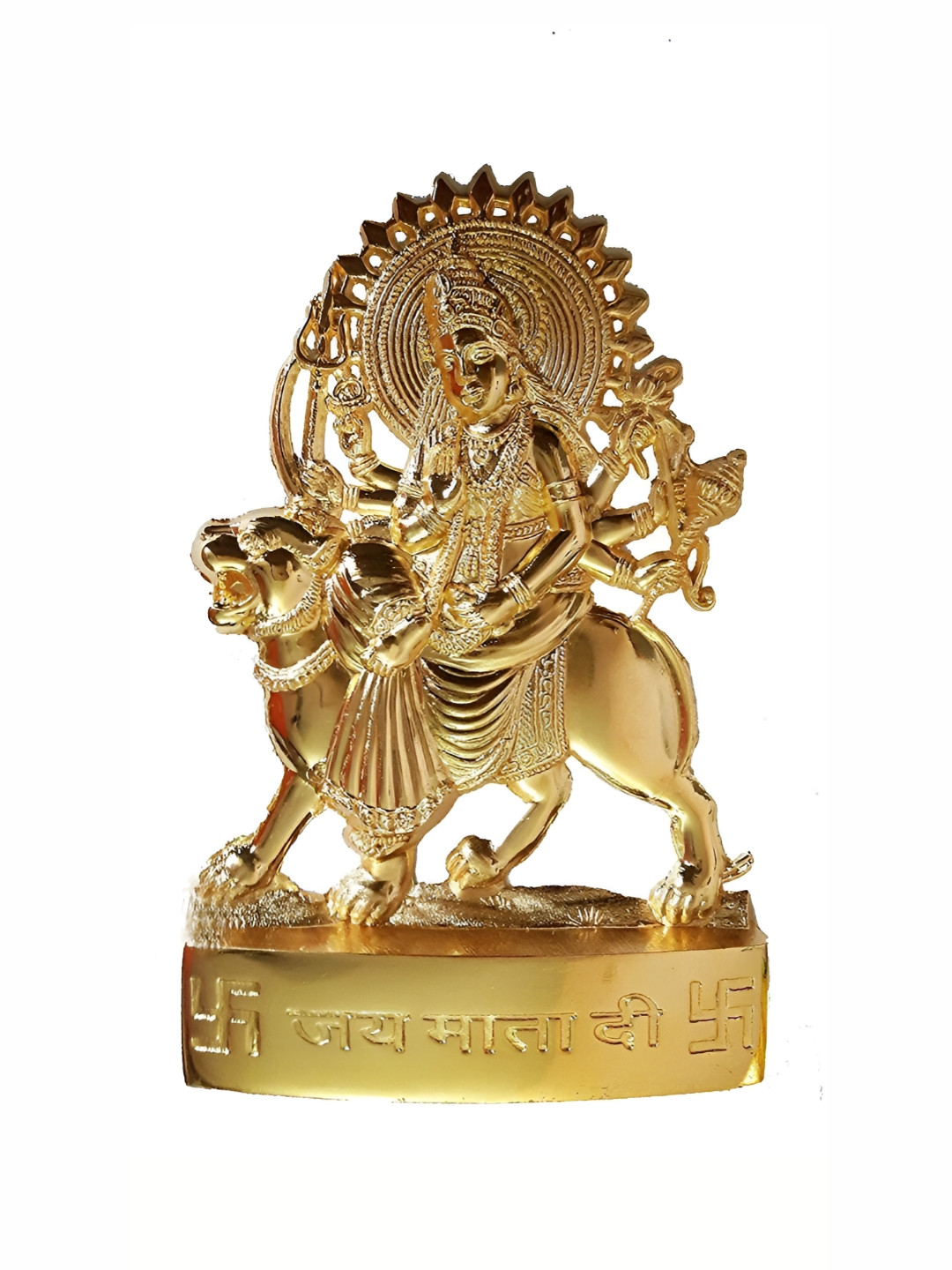 Navyaksh Durga Gold Metal Metallic Prayer Room Tiny Showpiece - 1.6 Inches
