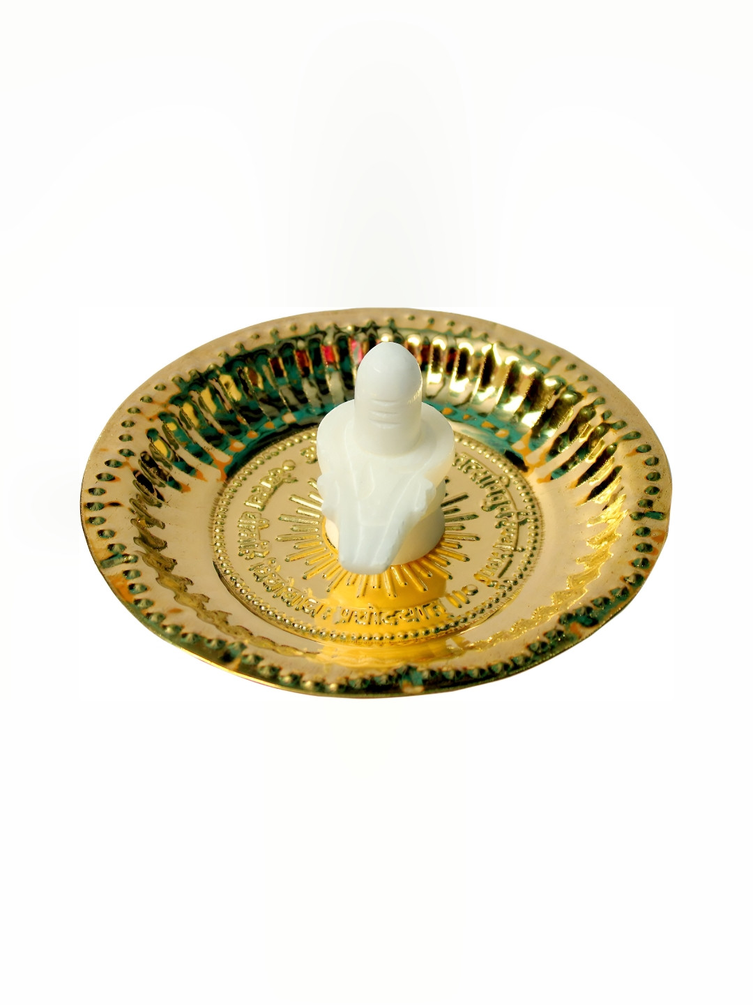 Navyaksh Shivling with Plate and Tipahee White Marble Natural Prayer Room Set of 2 Small Showpieces - 4.7 Inches