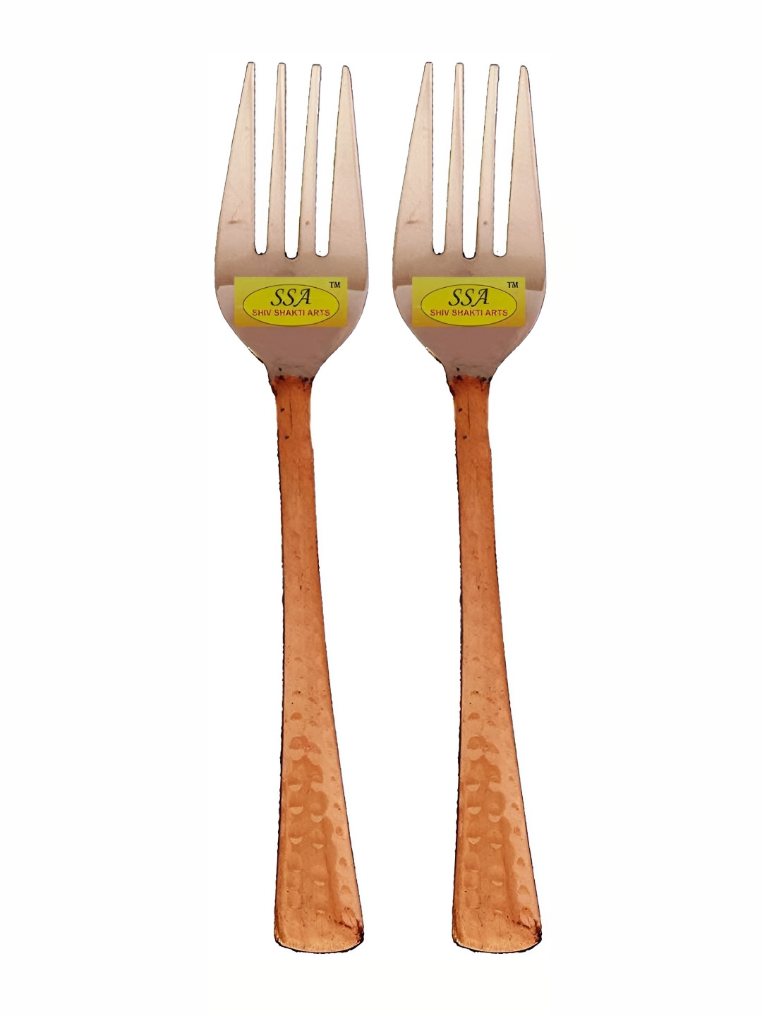 Shivshakti Arts Brown 2 Pieces Steel Copper Fork Spoon Set