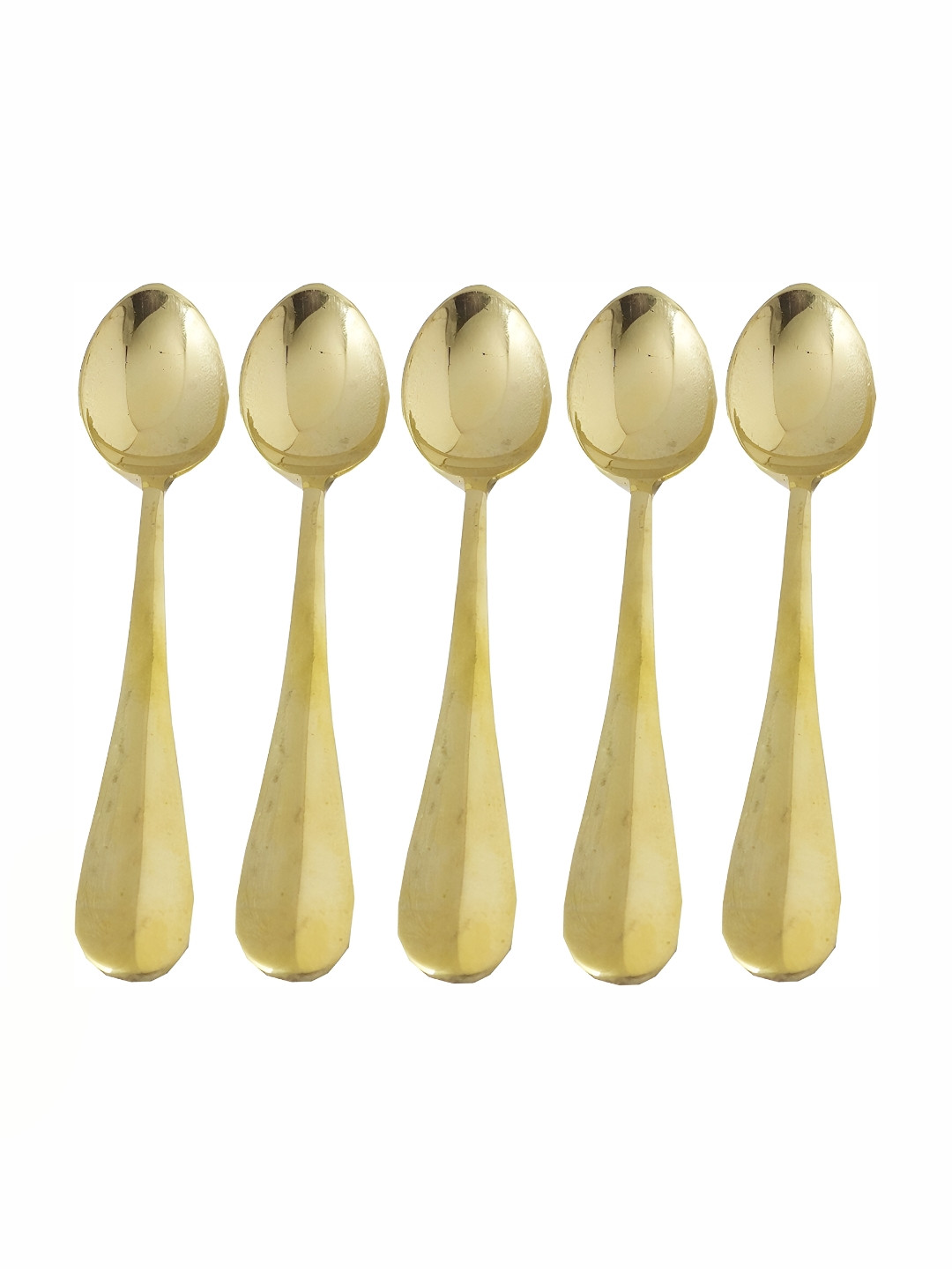 Shivshakti Arts Gold Toned 5 Pieces Pure Brass Table Spoon Set