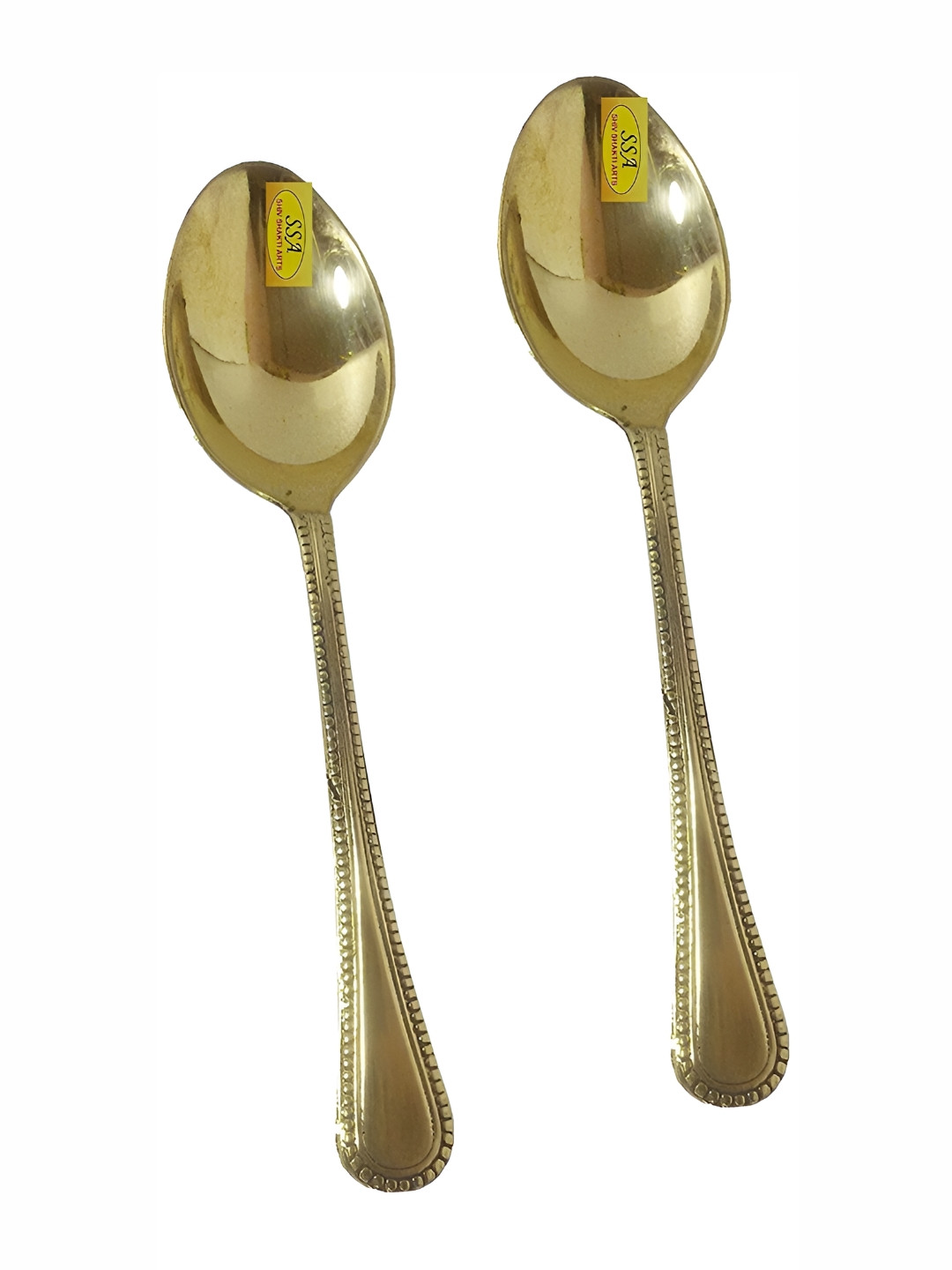 Shivshakti Arts Yellow 2 Pieces Dana Design Pure Brass Spoon