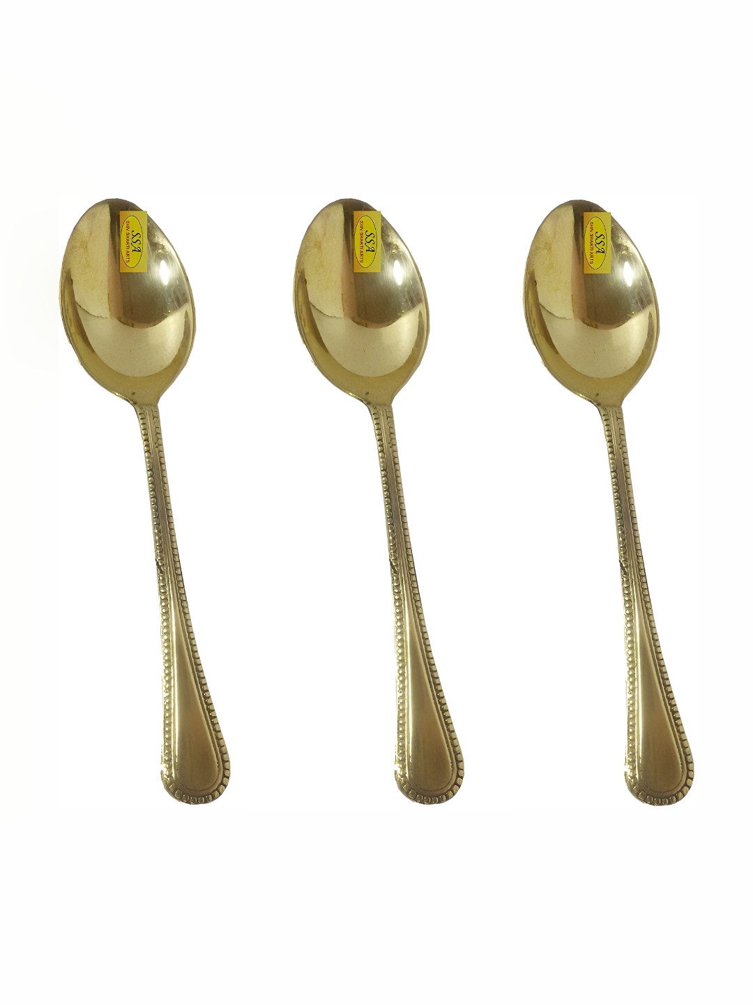 Shivshakti Arts Gold Toned 3 Pieces Pure Brass Table Spoon