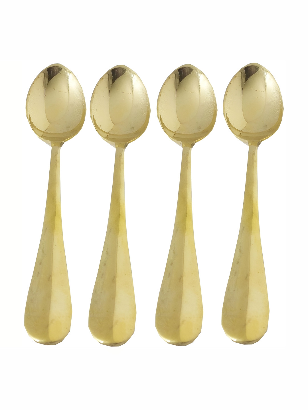 Shivshakti Arts Yellow 4 Pieces Pure Brass Table Spoons