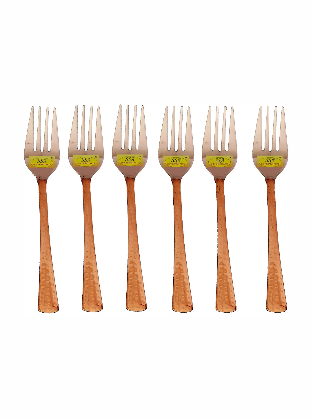 Shivshakti Arts Brown 6 Pieces Copper Fork