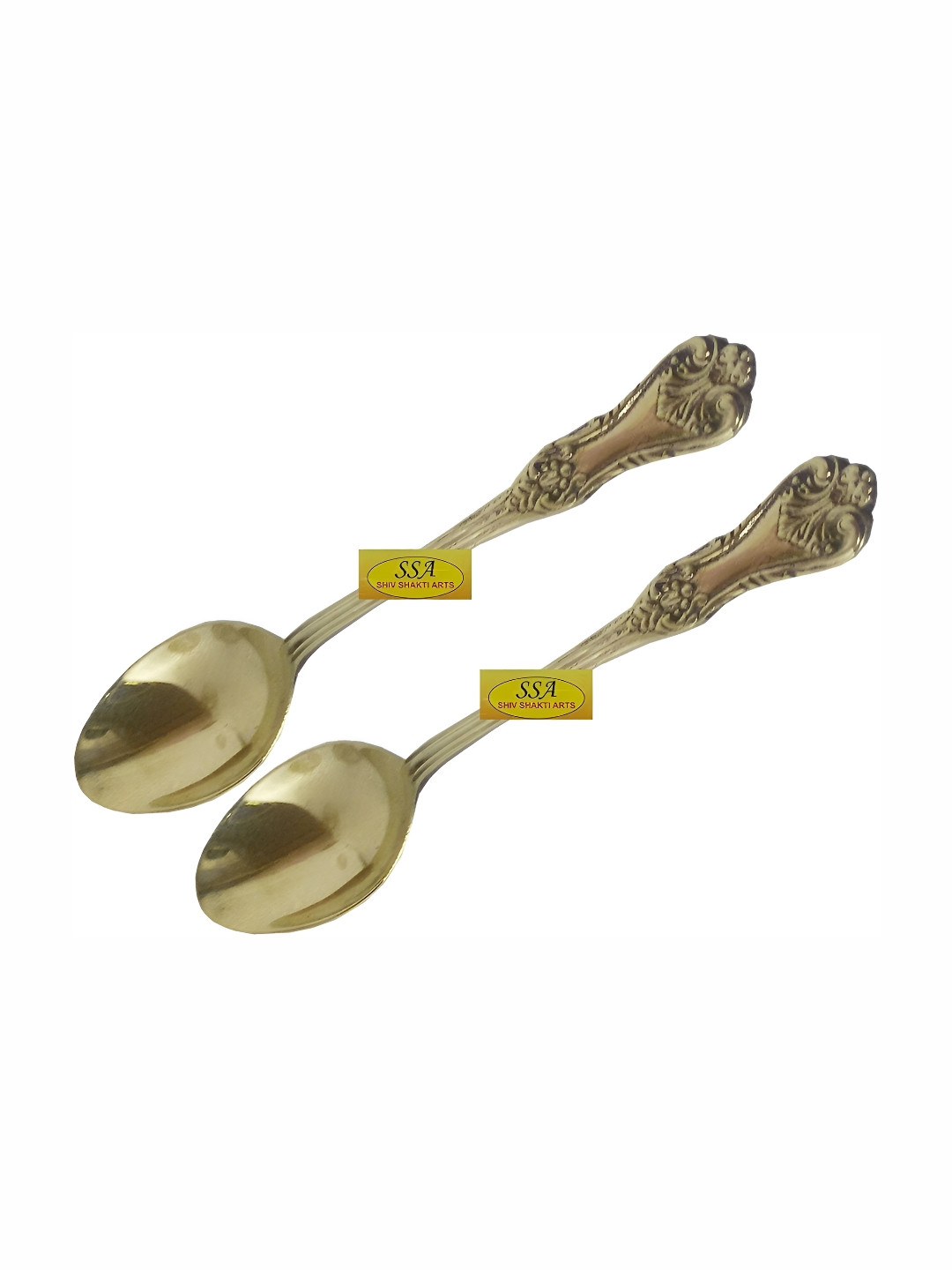 Shivshakti Arts Yellow 2 Pieces Pure Brass Table Spoons