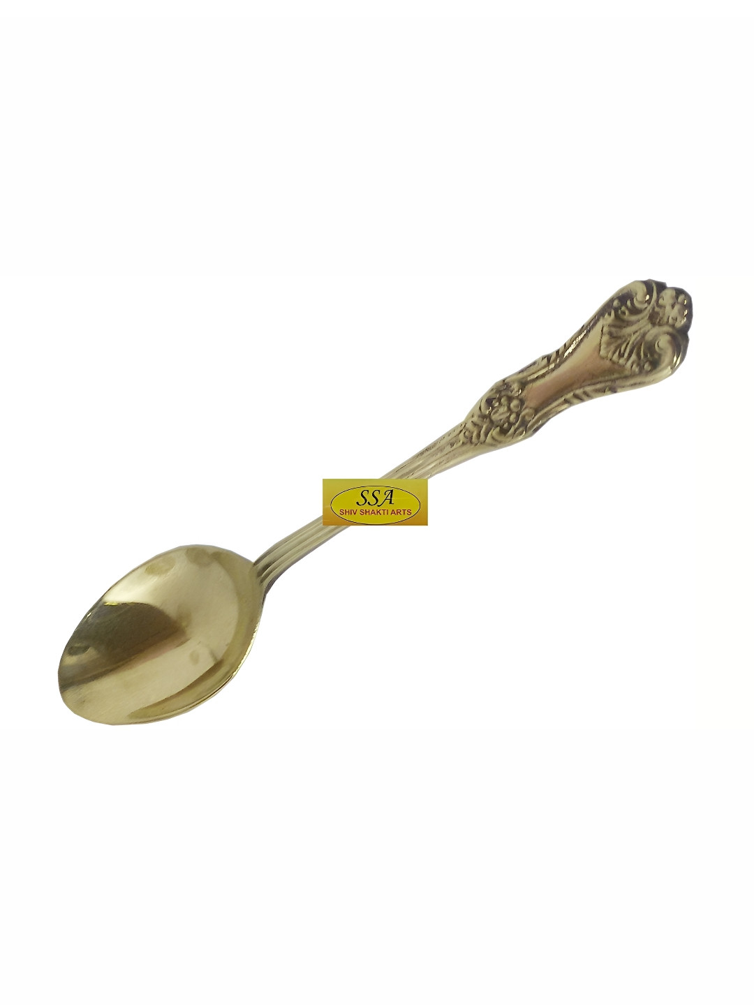 Shivshakti Arts Yellow Pure Brass Designer Table Spoon