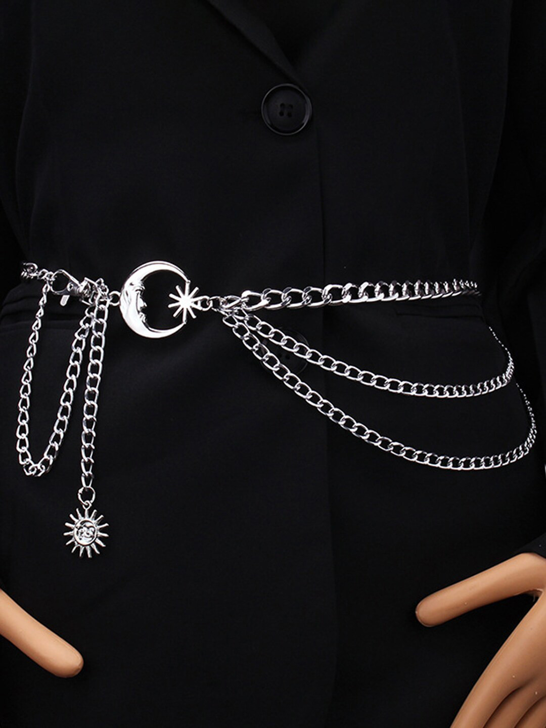 Peora Silver Plated Layer Studded Waist Chain Saree Accessories