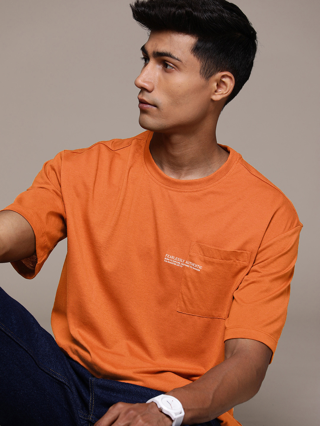 The Roadster Lifestyle Co. Men Patch Pocket Relaxed Fit T-shirt