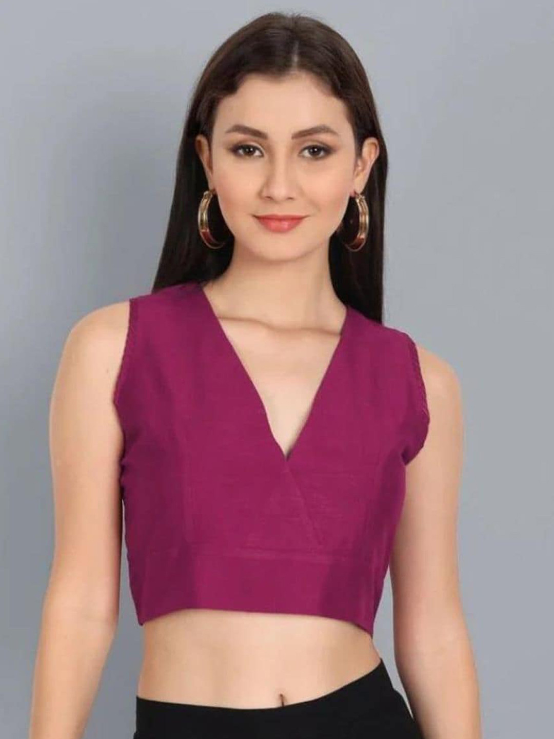 Mera Rang V-Neck Cotton Silk Saree Blouse