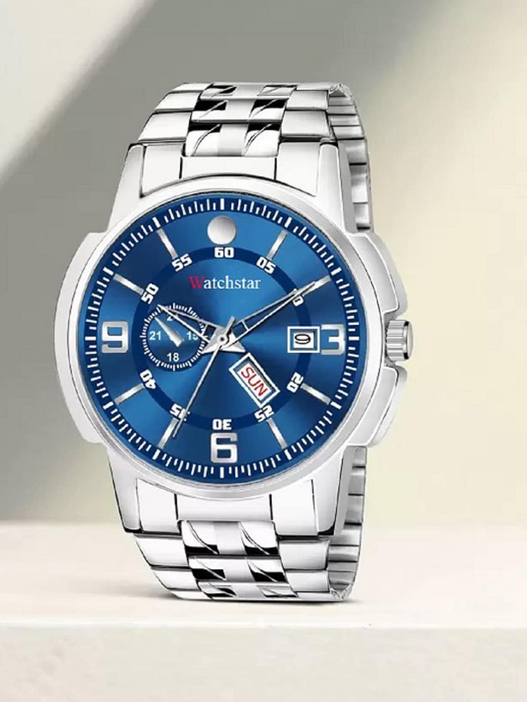 WATCHSTAR Men Patterned Stainless Steel Bracelet Style Analogue Watch Double window Blue1