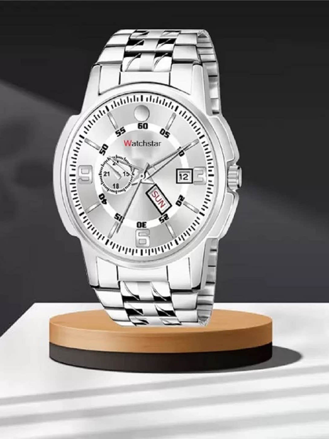 WATCHSTAR Men Patterned Stainless Steel Analogue Watch Double window Silver1