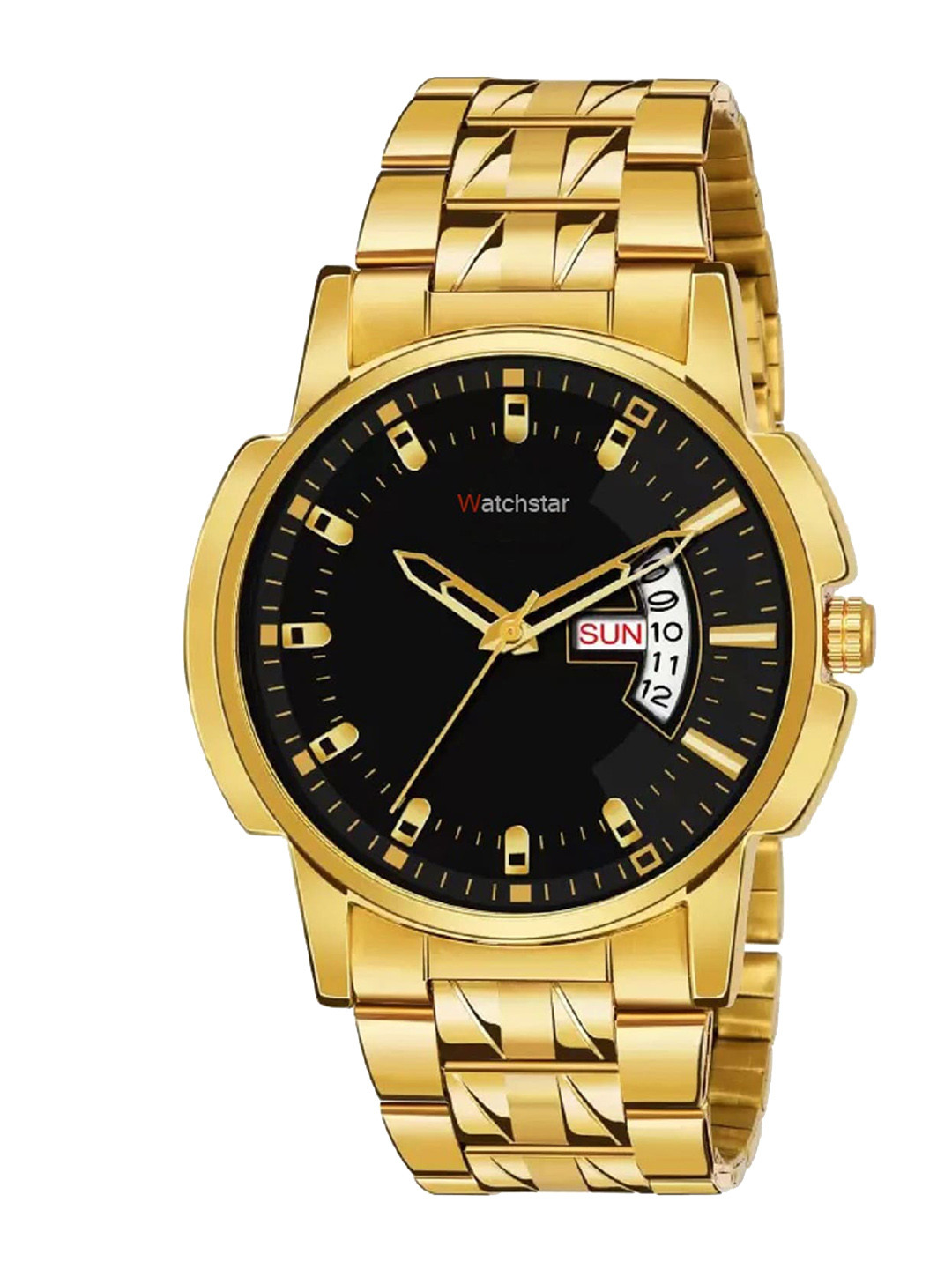 WATCHSTAR Men Dial & Stainless Steel Bracelet Style Straps Analogue Watch DD gold BlackAN