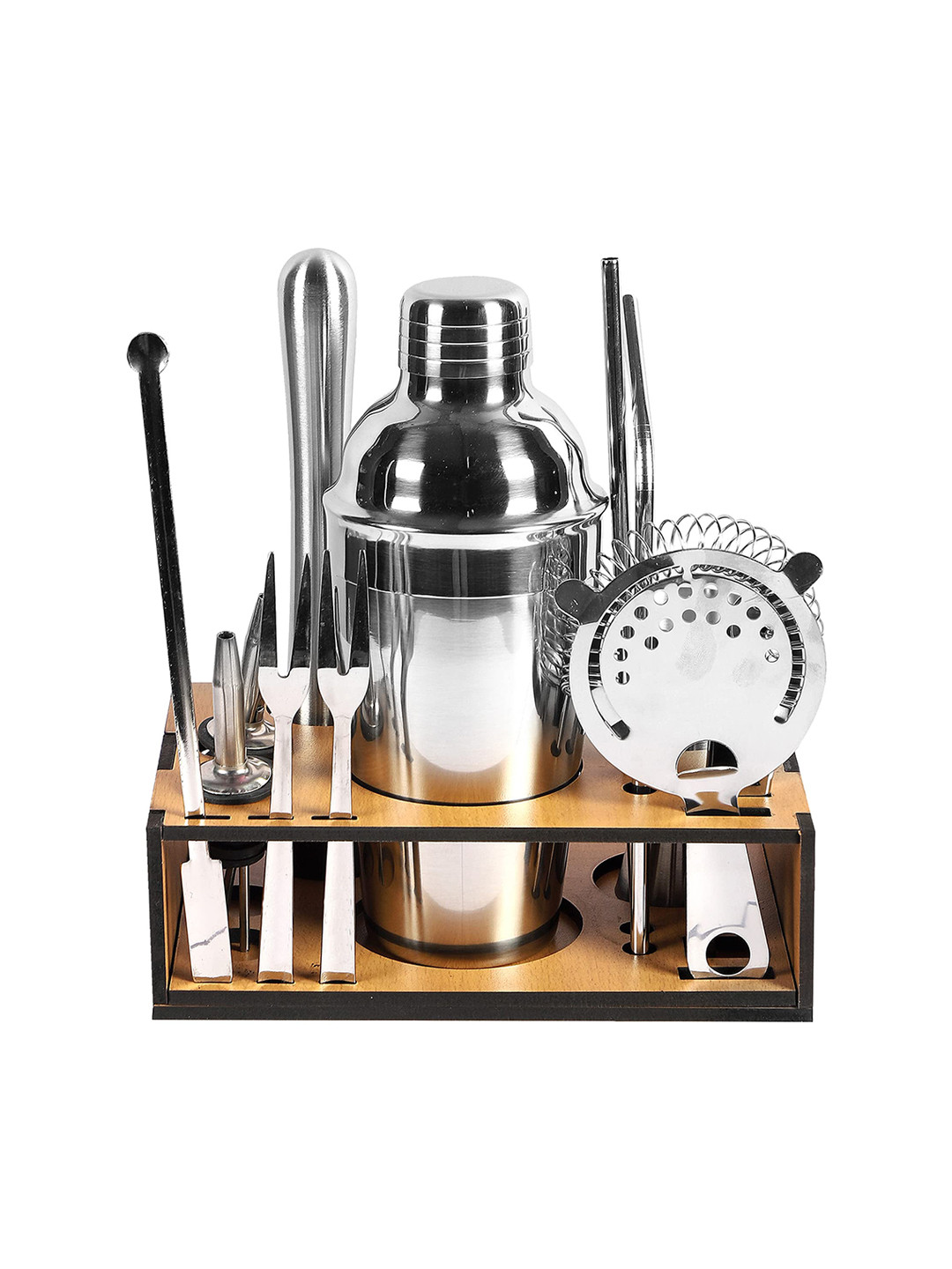 INCRIZMA Silver Toned 13 Pieces Mixology Bartender Kit