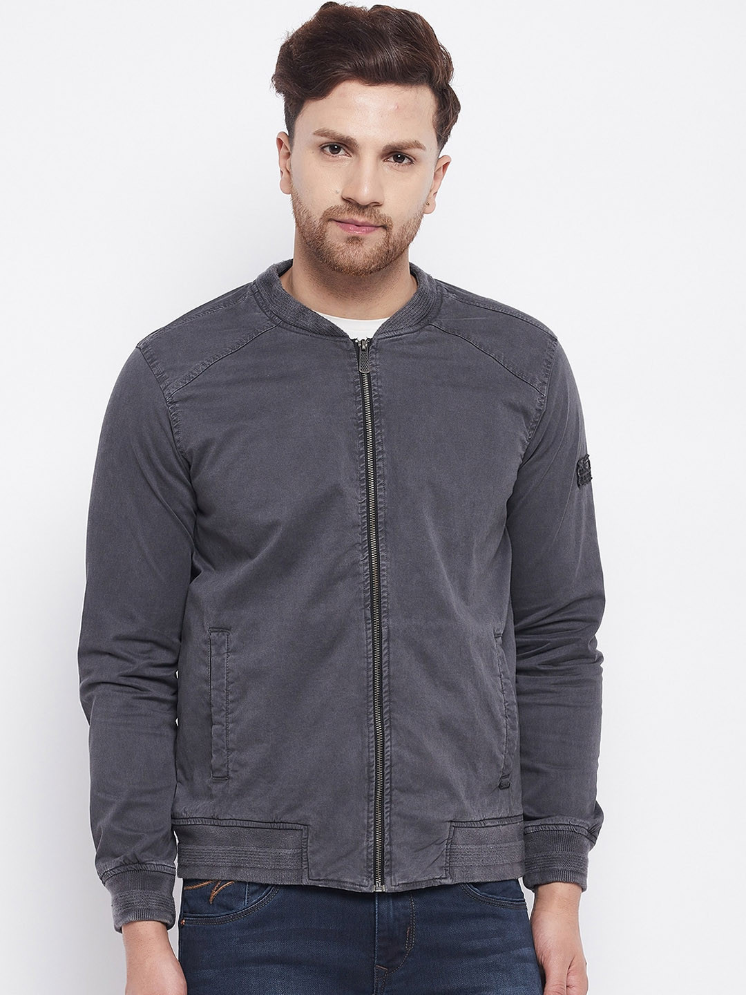 Duke Mandarin Collar Cotton Bomber Jacket