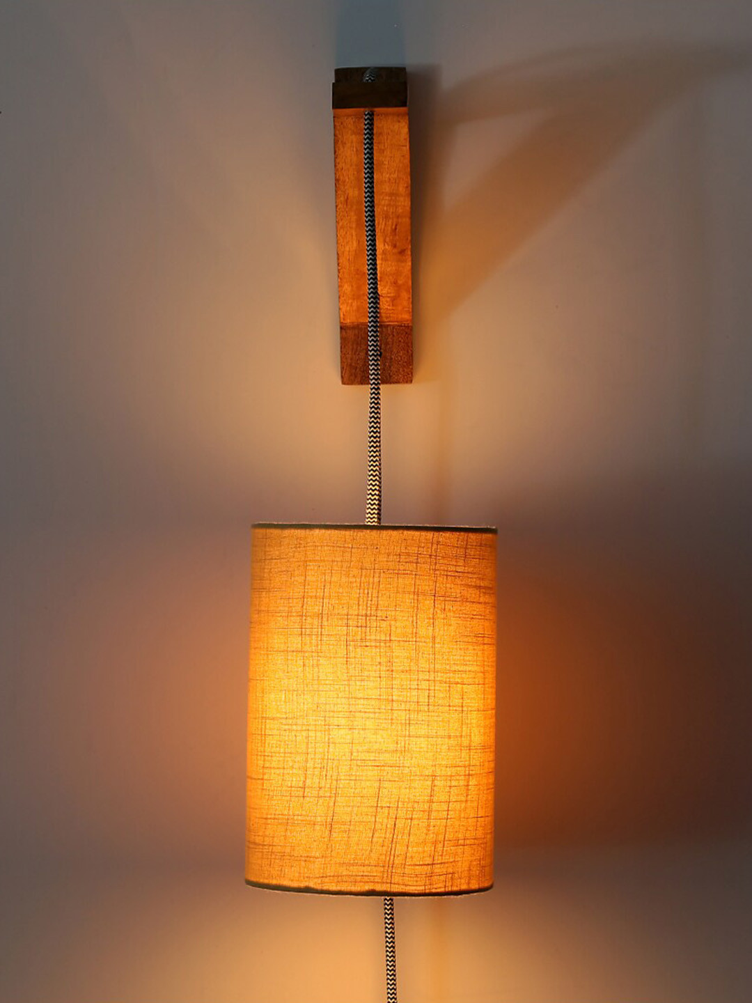 Craftter Brown  Textured Cylindrical Acrylic Wall Lamps