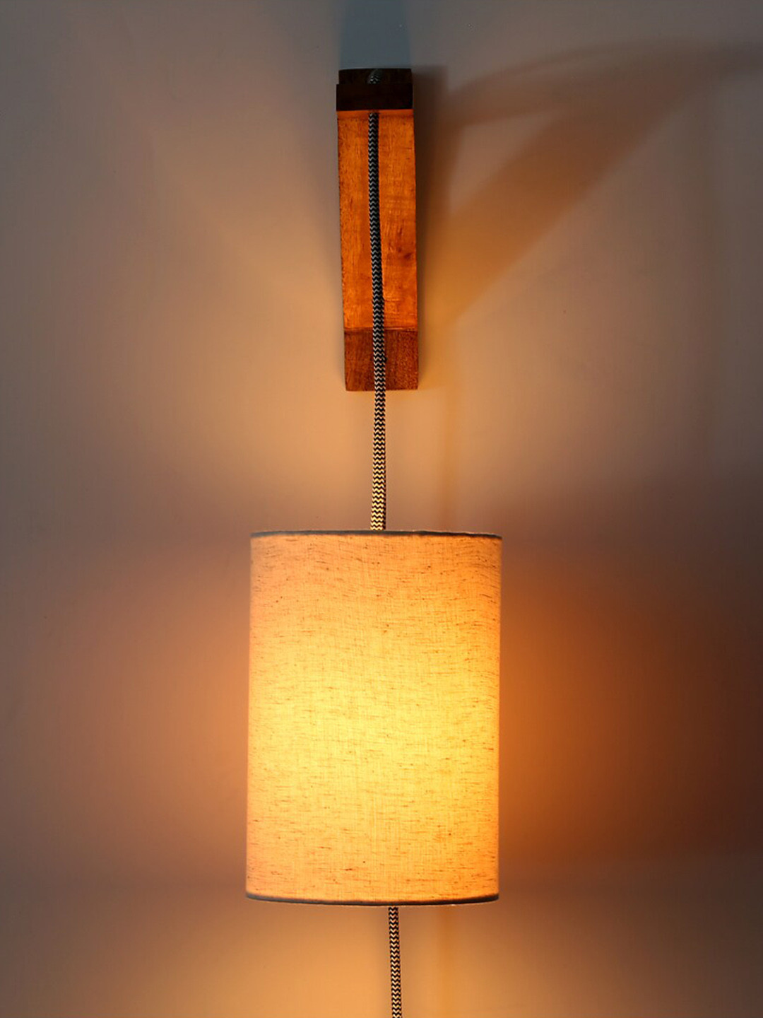 Craftter Off White Textured Cylindrical Acrylic Wall Lamps