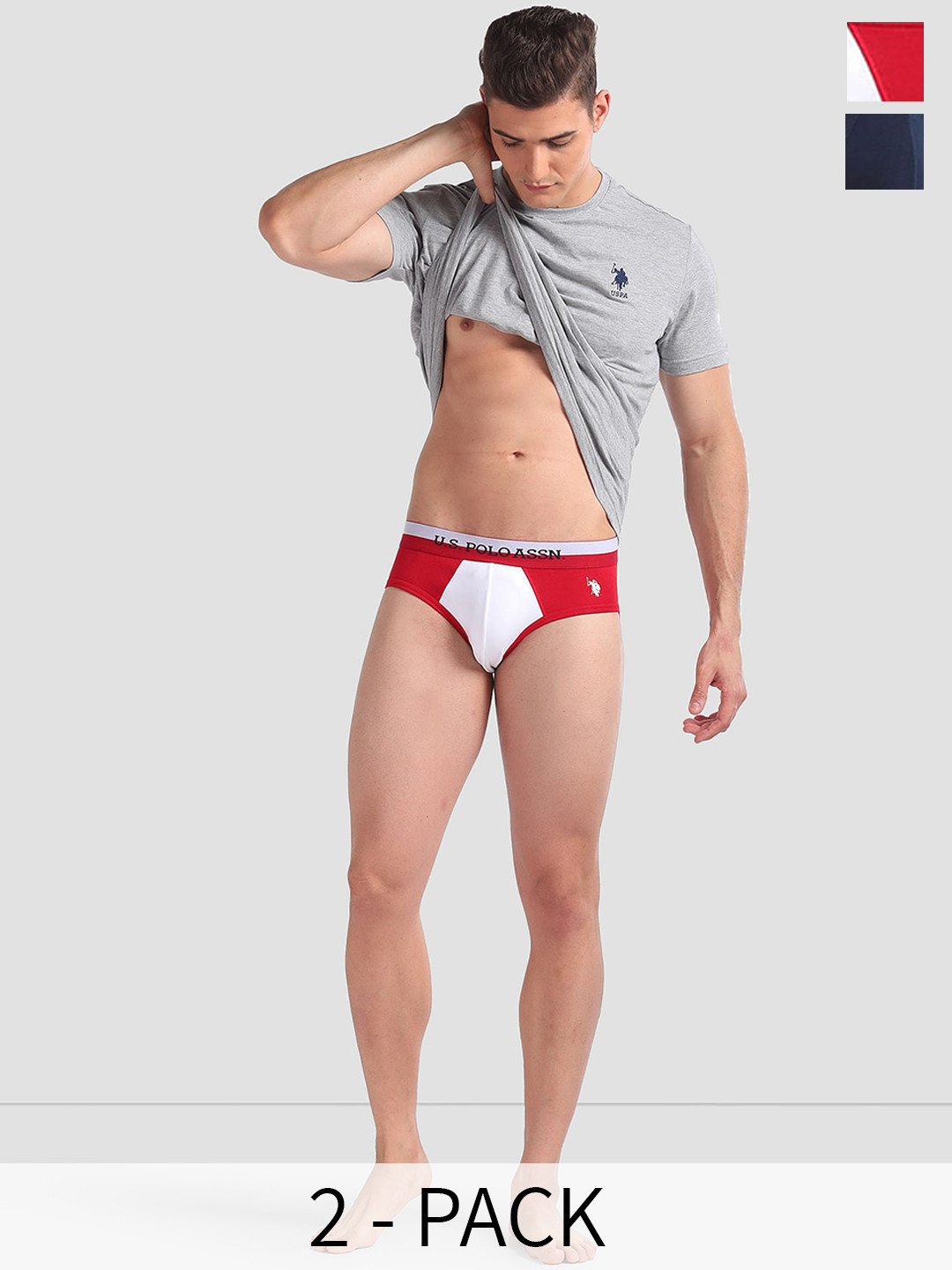 U.S. Polo Assn. Pack Of 2 Brand Logo Printed Briefs- OEB02-RN0-P2