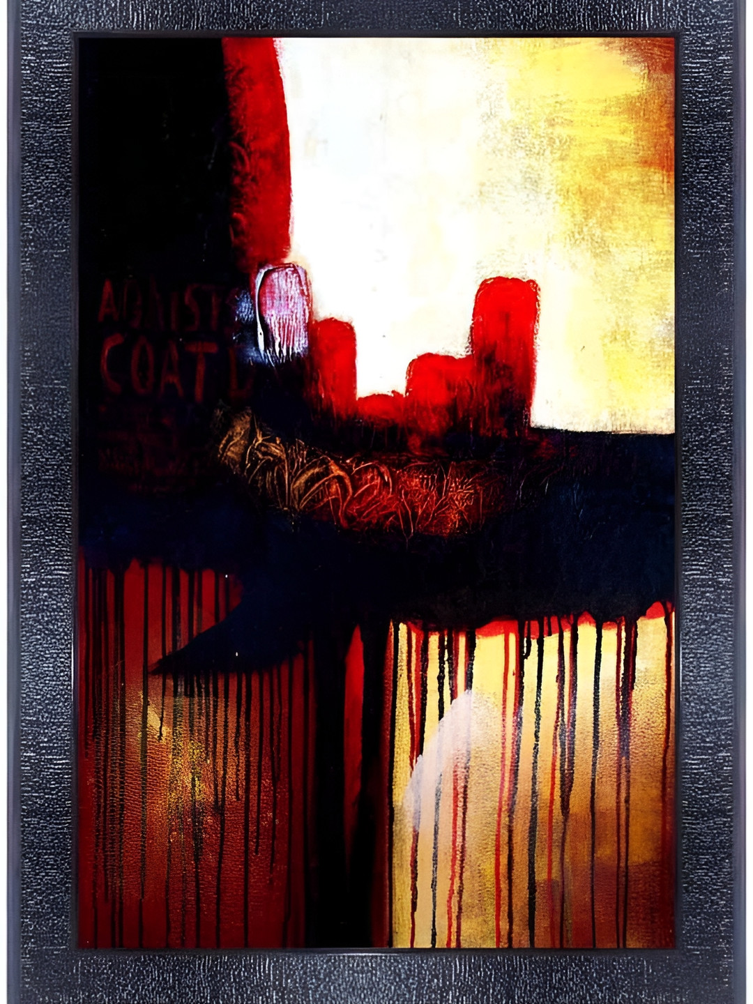 PnF Black Wood Wall Living Room Rectangle Potrait Paintings Wall Art -5.91 x 13.58In