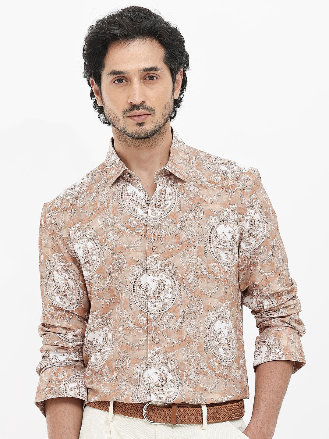 RARE RABBIT Men Meridin Regular Fit Ethnic Motifs Printed Shirt