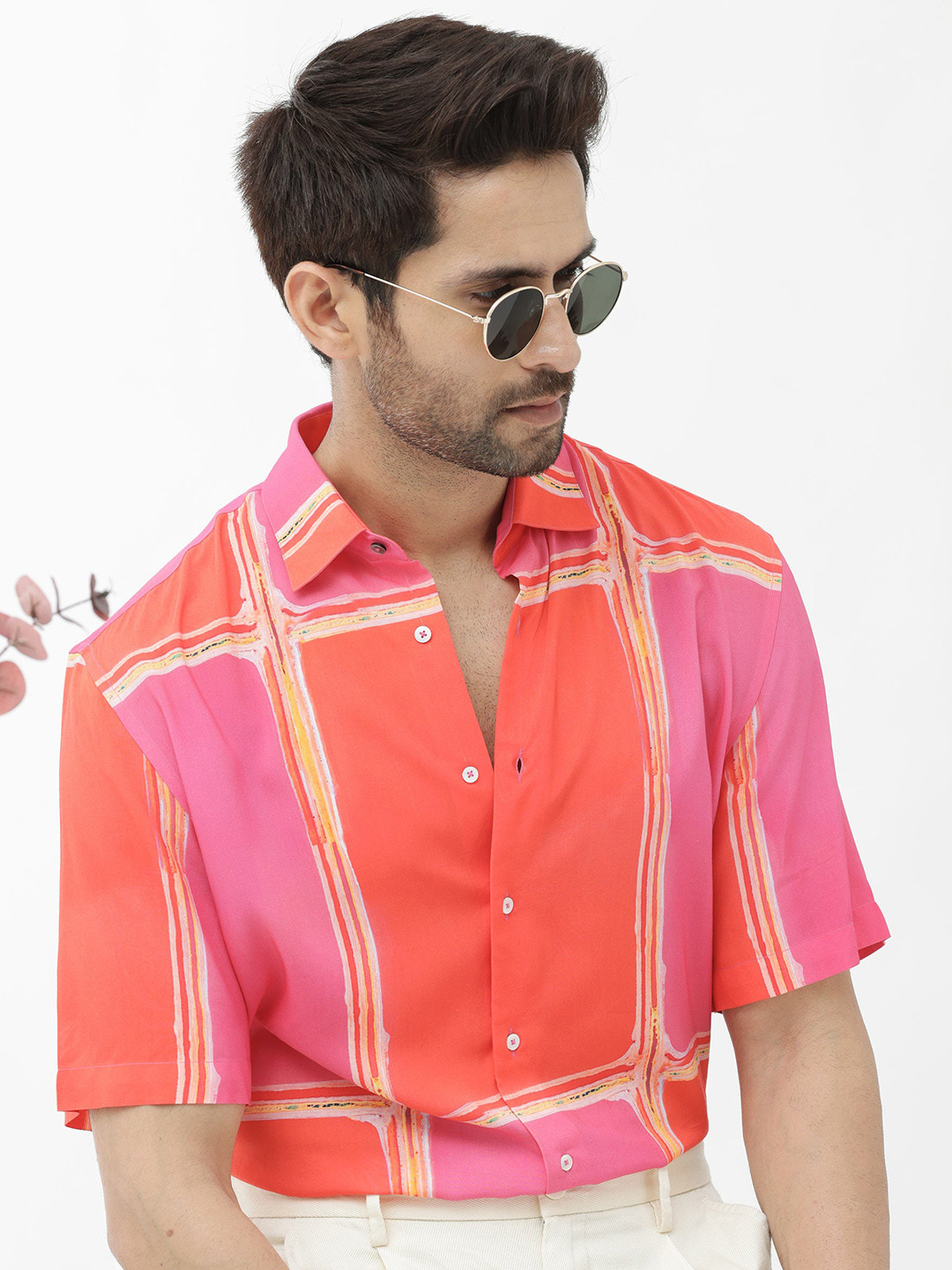 RARE RABBIT Men Popper Regular Fit Abstract Printed Shirt