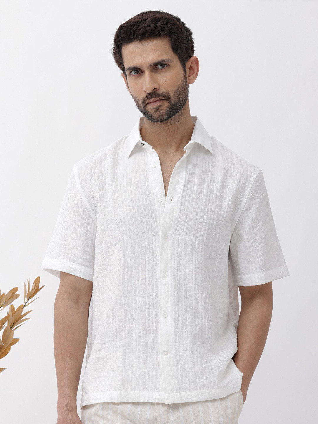 RARE RABBIT Men Kith Regular Fit Spread Collar Shirt