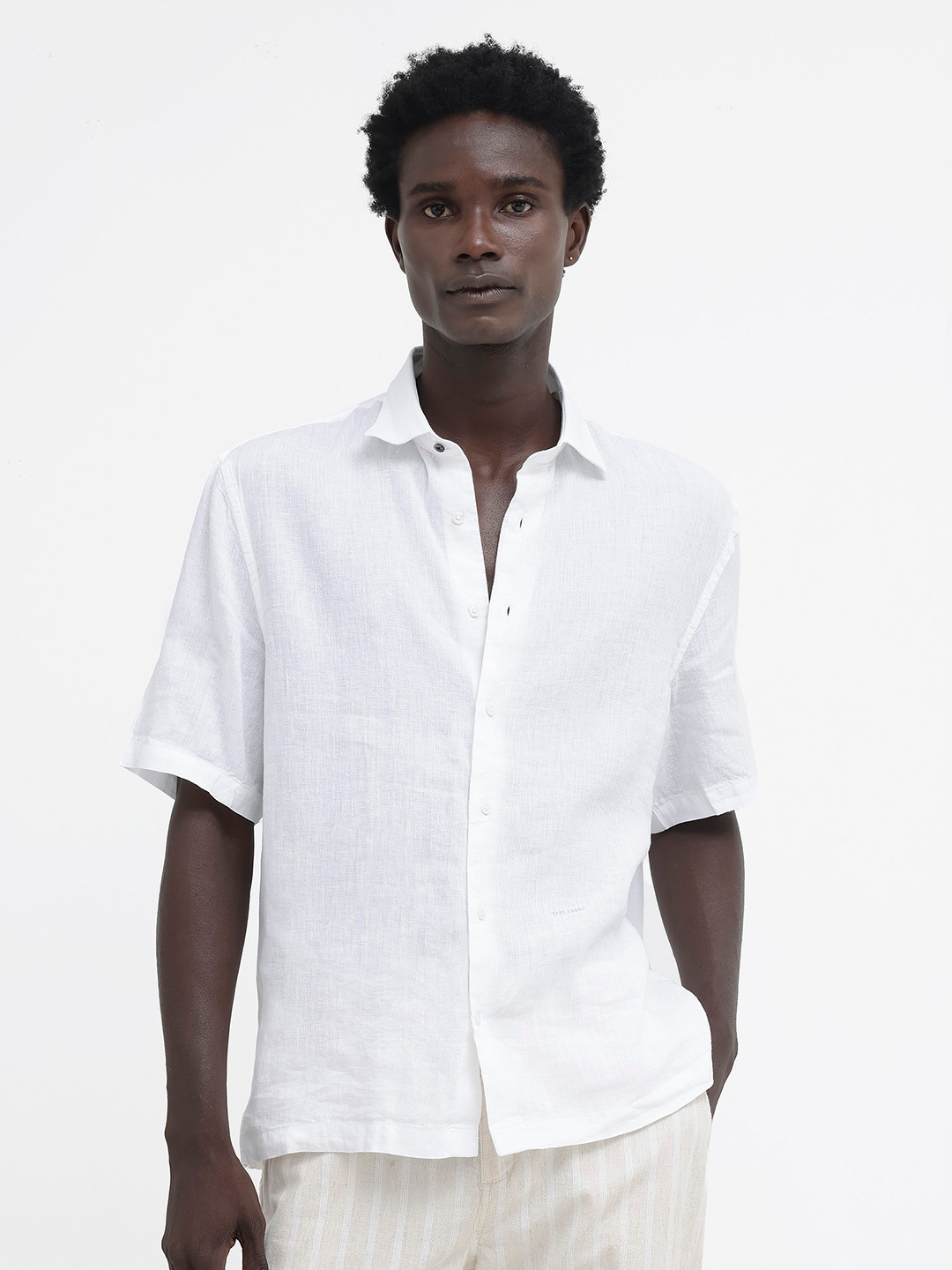 RARE RABBIT Men Linex-1 Boxy Fit Linen Shirt