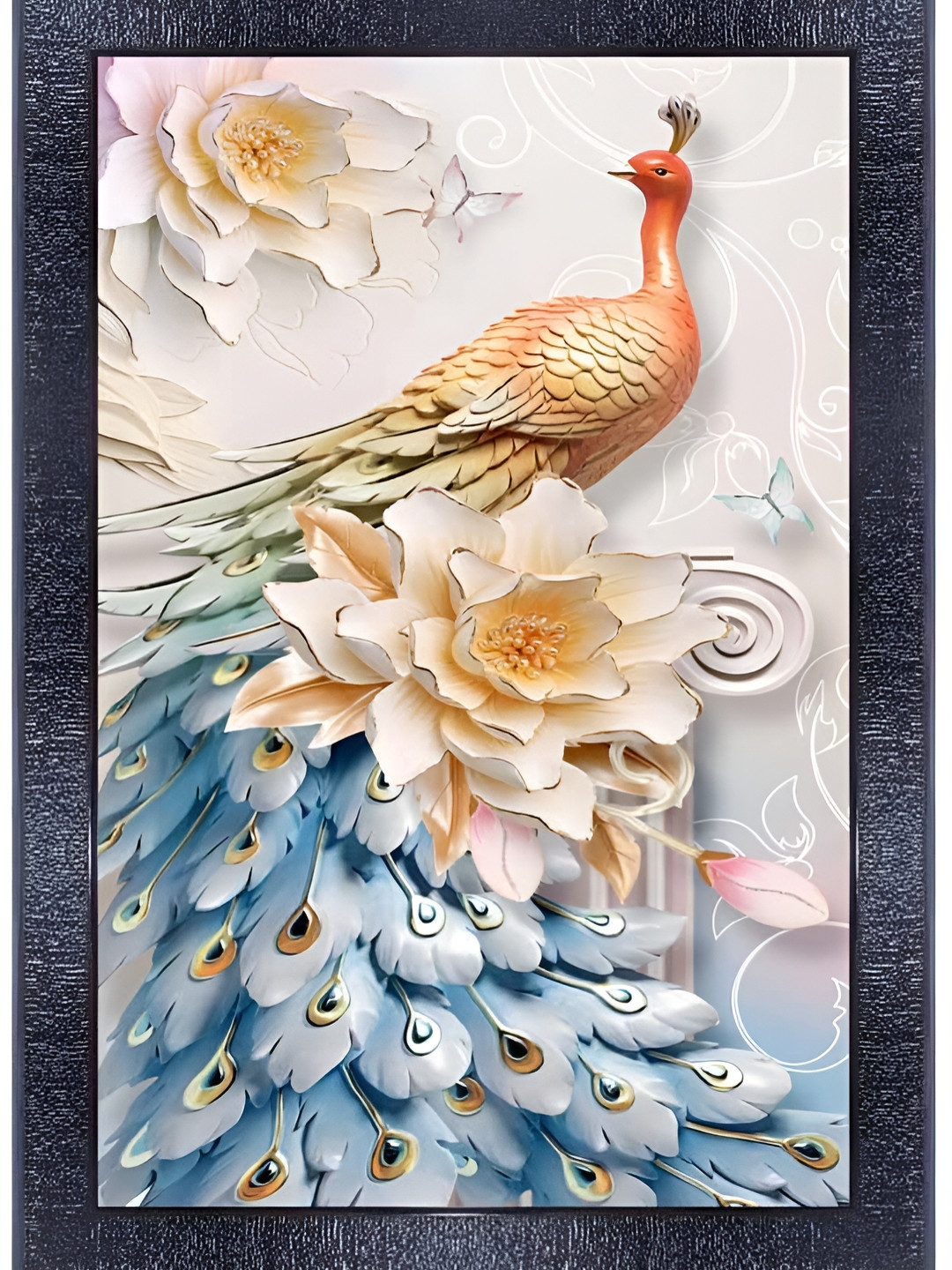 PnF Black & Blue Wooden & Glass Birds and Animals Painting Wall Art