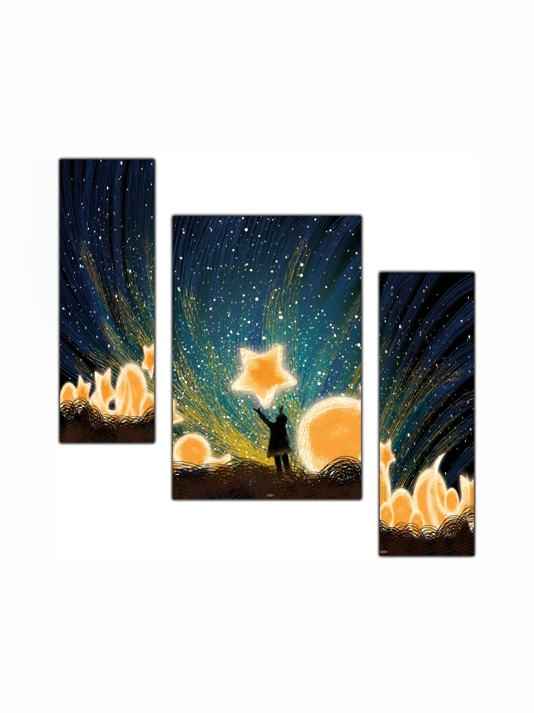 PnF Wood 3 Piece Wall Rectangle Paintings Wall Art -12 x18 In