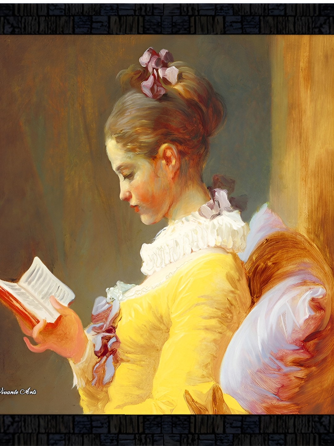 PnF Black & Yellow Girl Painting Wooden Wall Art