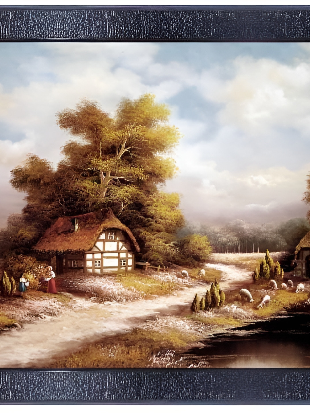 PnF Green Paper Wall Living Room Square Potrait Paintings Wall Art -10.24 x 13.78In