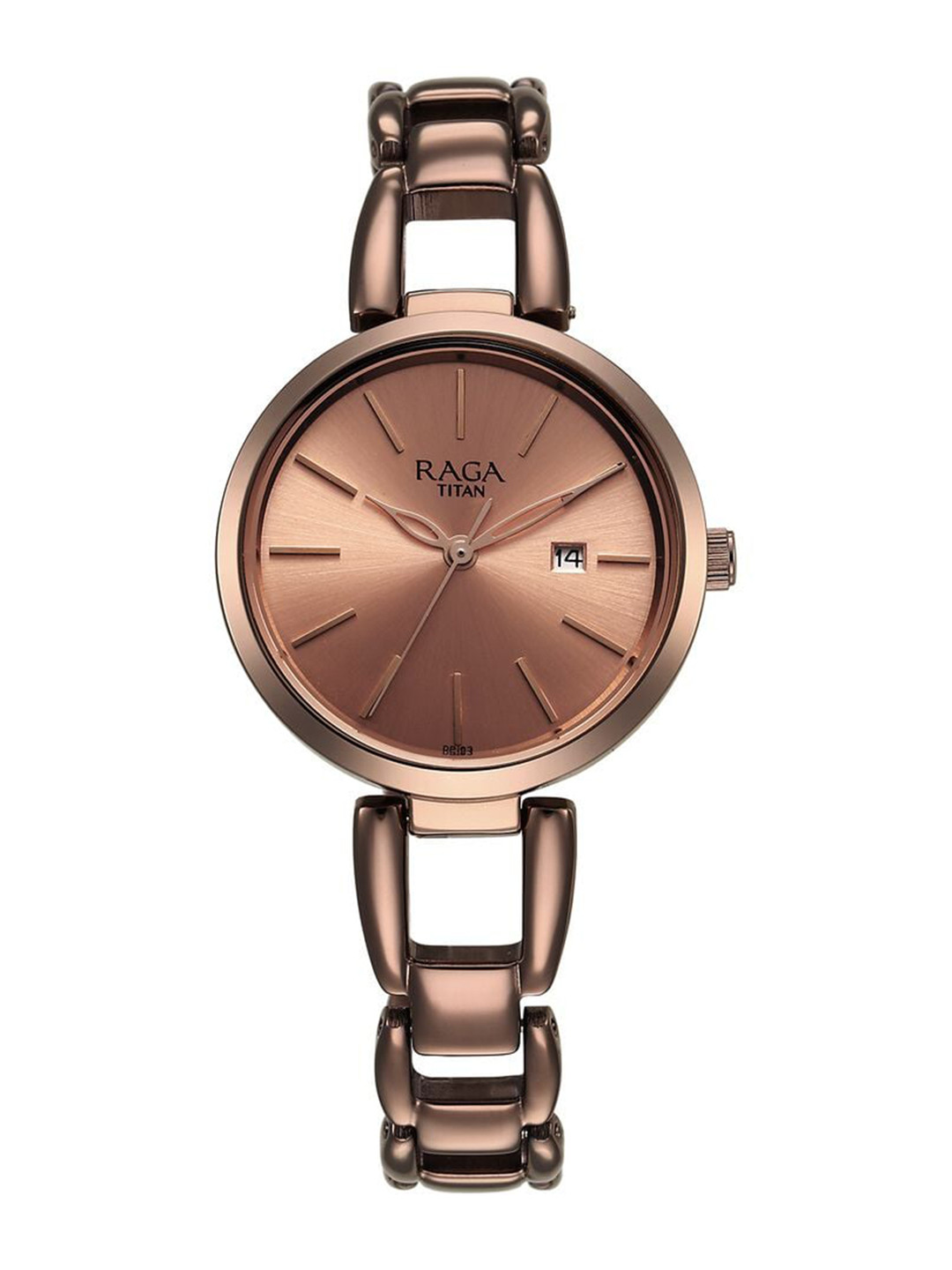 Titan Women Textured Dial & Bracelet Style Straps Reset Time Analogue Watch 2642QM01