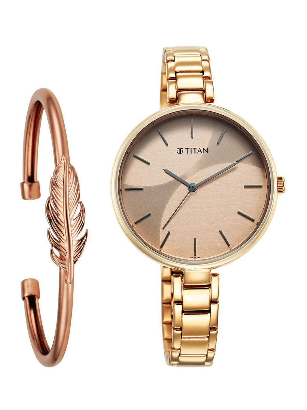 Titan Women Patterned Dial Reset Time Analogue Watch 2714WM01F