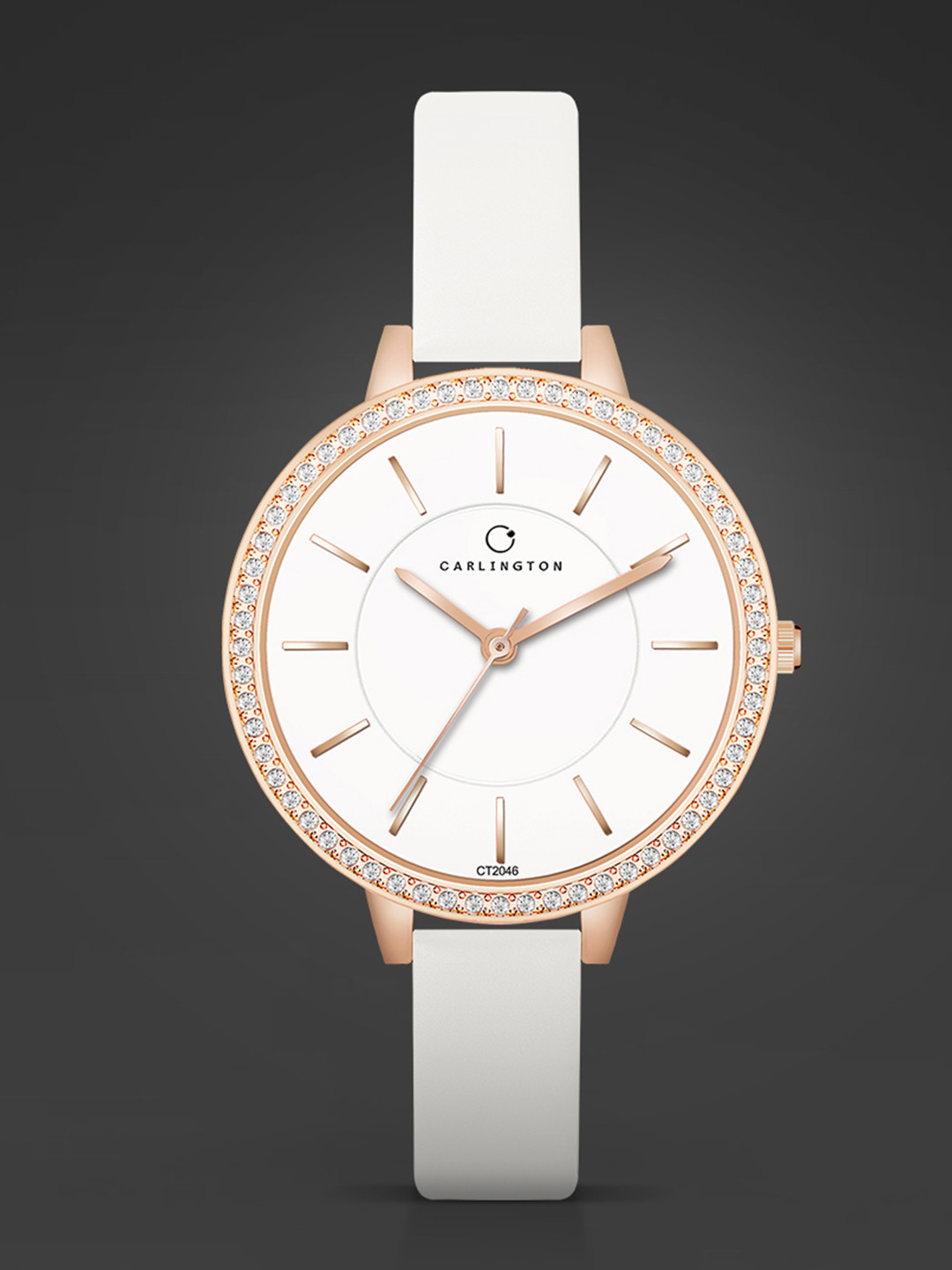 CARLINGTON Women Embellished Analogue Chronograph Watch Iconic 2046 White