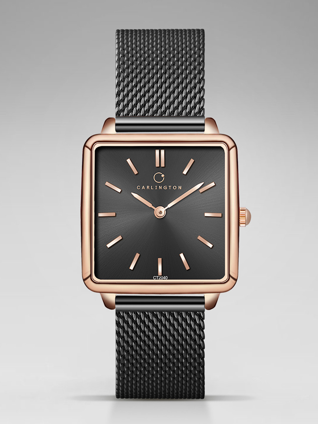 CARLINGTON Women Stainless Steel Bracelet Style Straps Analogue Watch Iconic 2040 Black