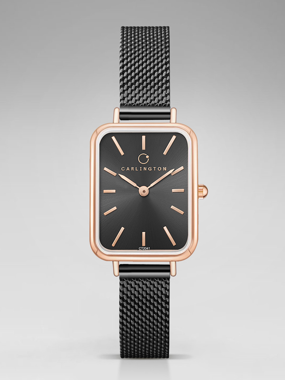 CARLINGTON Women Stainless Steel Bracelet Style Straps Analogue Watch-Iconic 2041 Black