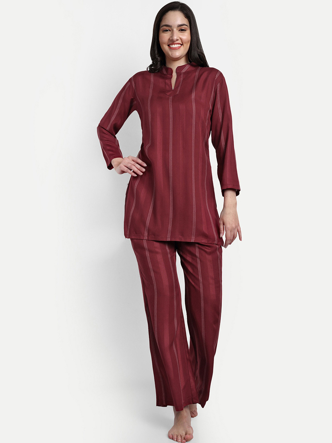 NIGHT FLOSS Striped Pure Cotton Night suit