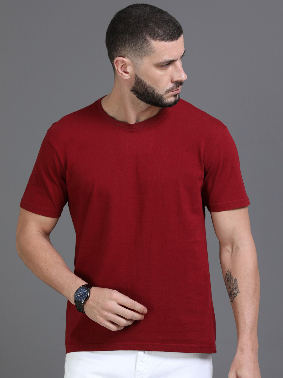 Dogi Verg Round Neck Pure Cotton Slim Fit Casual T-shirt