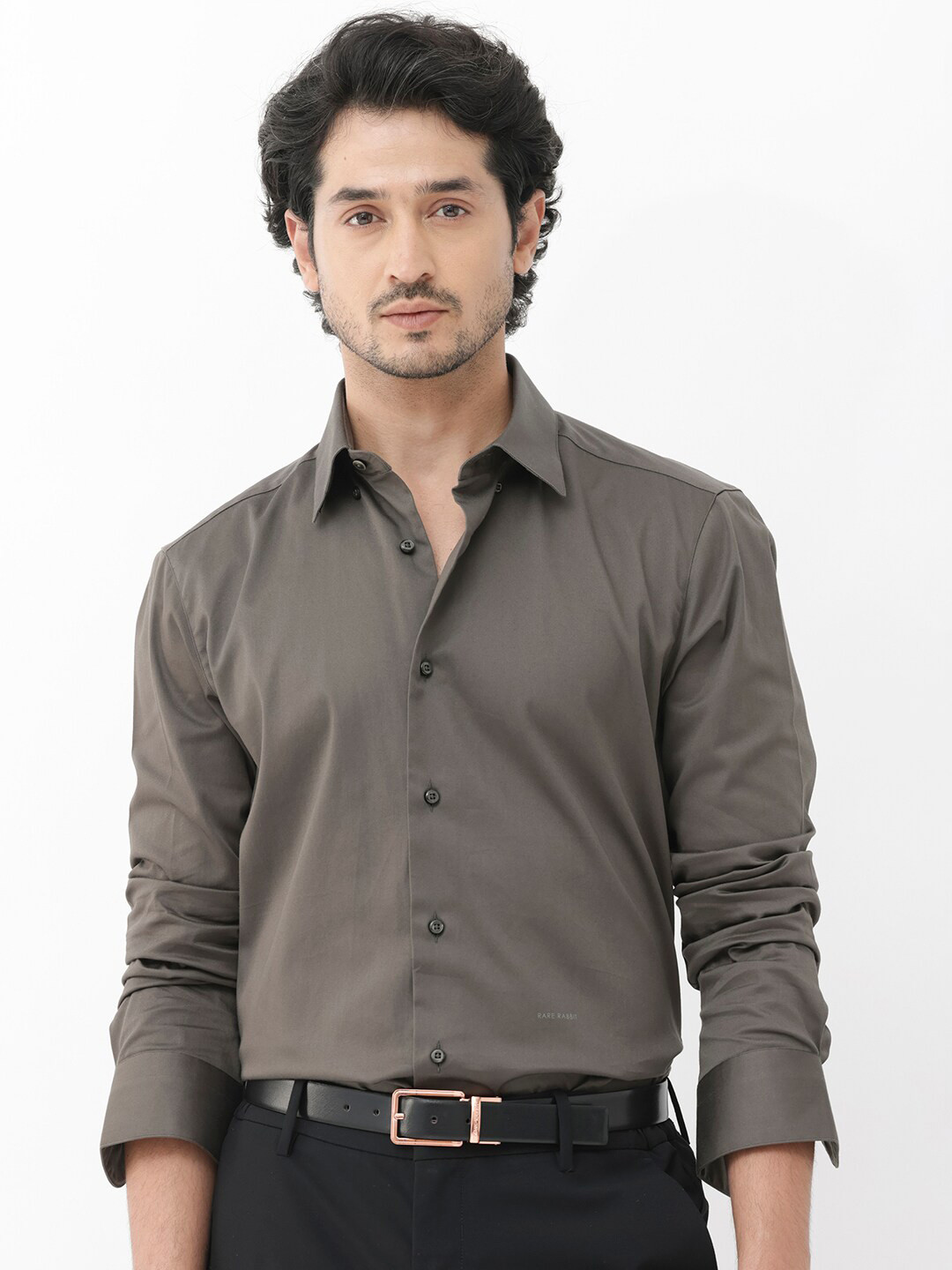 RARE RABBIT Men Como-4 Regular Fit Spread Collar Cotton Shirt