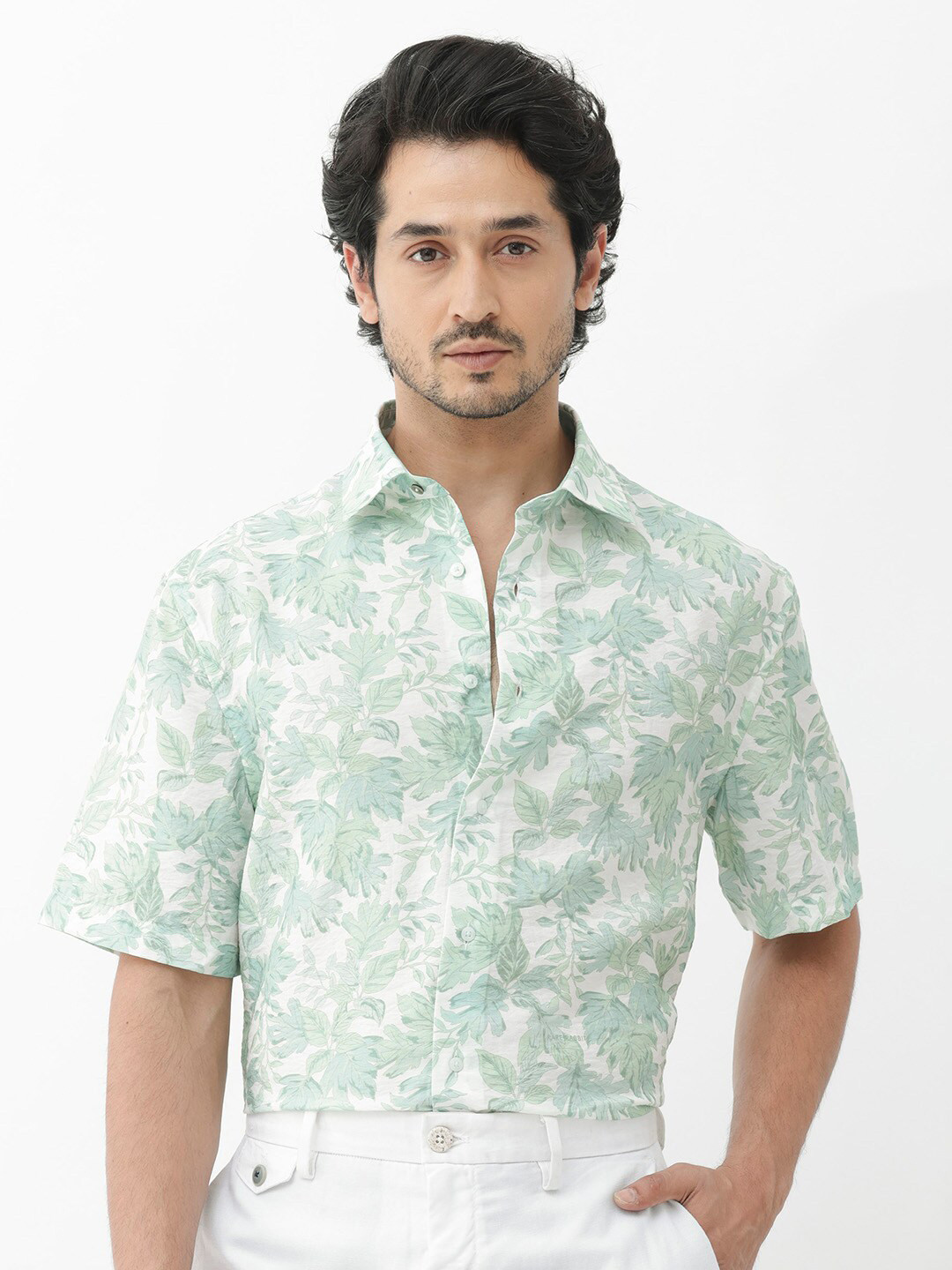 RARE RABBIT Men Sage Regular Fit Floral Printed Shirt