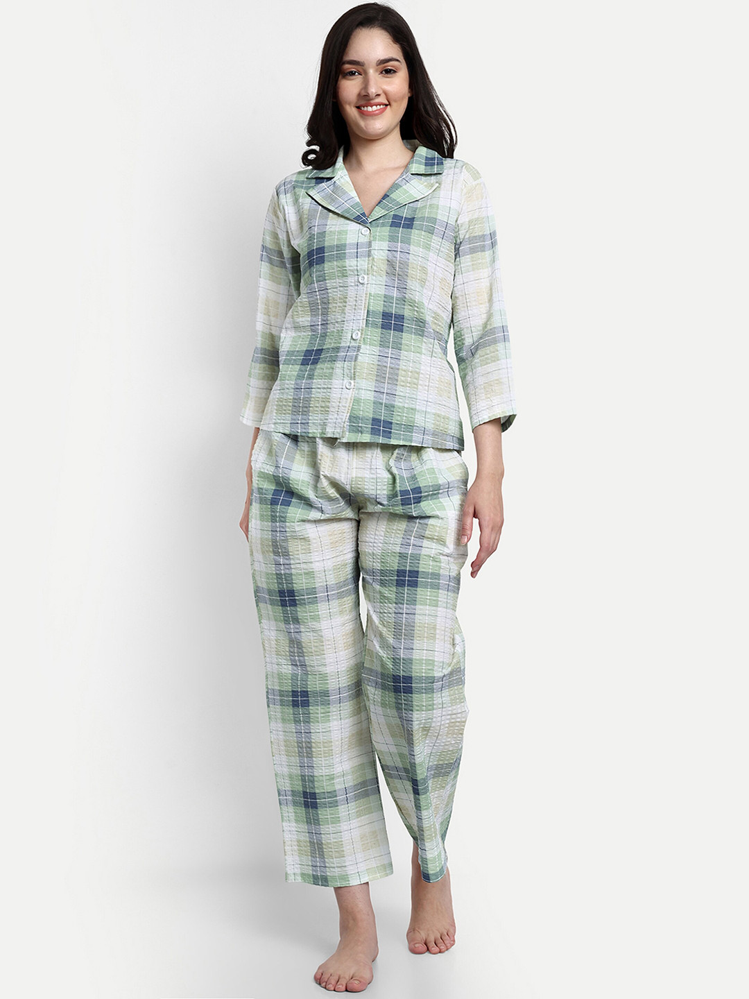 NIGHT FLOSS Checked Night suit