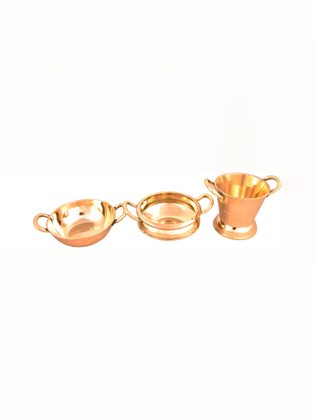 Shivshakti Arts Copper-Toned 3 Pieces Copper Serving Set