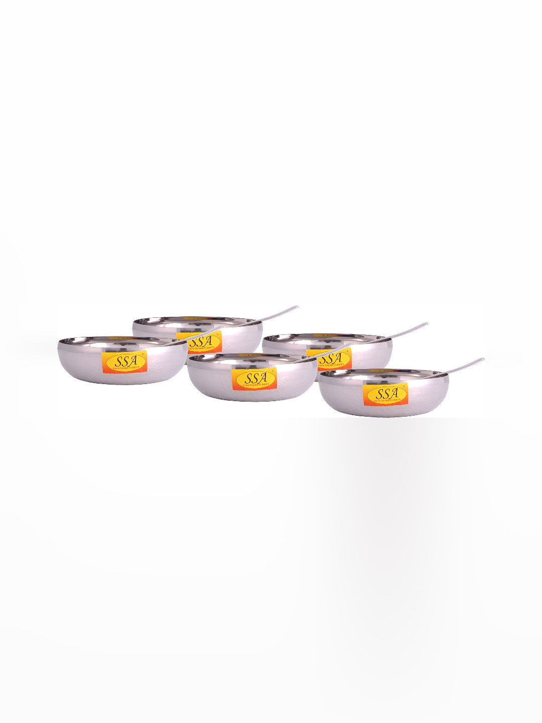 Shivshakti Arts Silver-Toned & 10Pcs Stainless Steel Bowls With Spoons