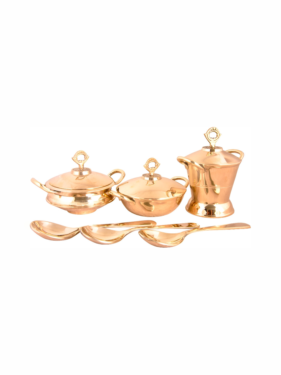 Shivshakti Arts Gold Toned 9 Pieces Copper Serving Handi Set